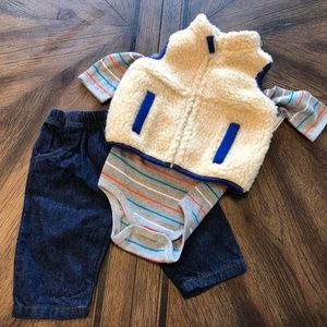 NURSERY RHYME Baby Boy 3-Pc. Pants & Vest Set ~0/3